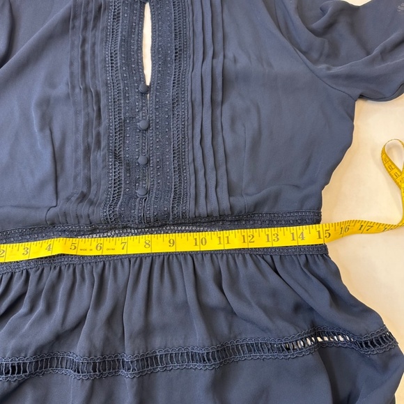 Octavia Navy Blue Ruffle & Lace Boho Blouse size Medium - Picture 10 of 12